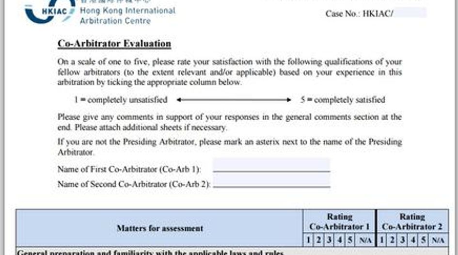 Rate your Hong Kong arbitration…