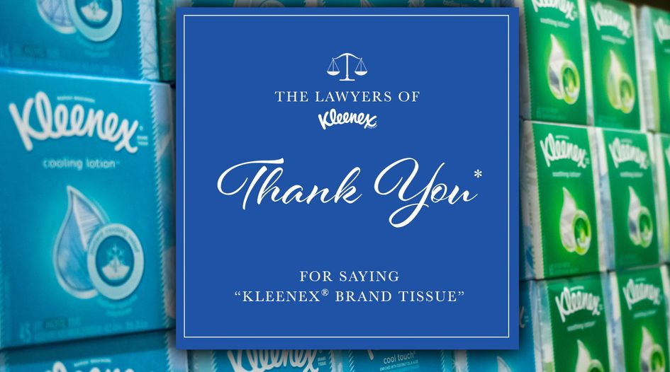 Trademark lawyers take over Kleenex social media channels: getting creative to fend off genericide