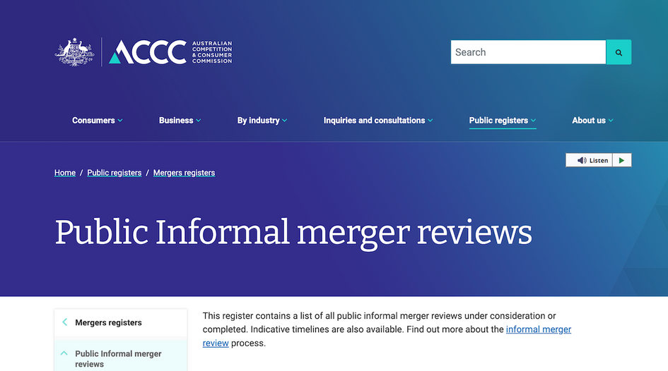 ACCC concerned about US-style merger regime
